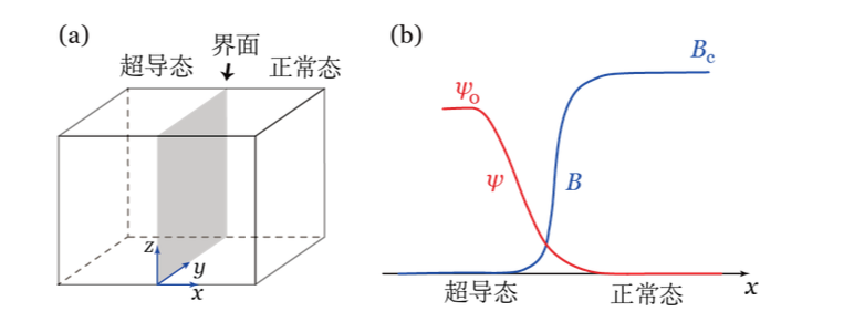 超导与正常态平面界面及序参量和磁场的空间变化